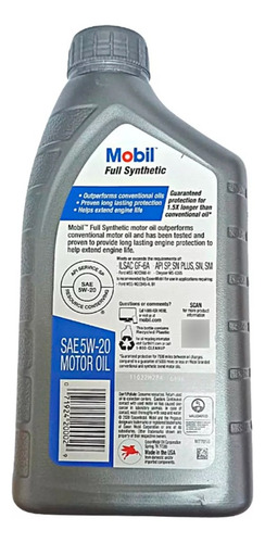 Set 2 Aceite Mobil 5w-20 100% Full Synthetic 946ml Sintetico
