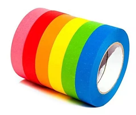 6-pack Colored Masking Tape 0.94 Inch X 60yds Of Colorful Craft