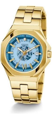 Reloj De Pulso Guess Empress Dama Oro Azul Gw0551l2 Color de la correa Dorado