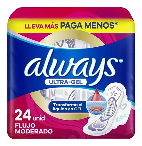 Toallas Femeninas Always Ultra-gel Flujo Moderado Con Alas 2