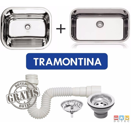 Tanque Inox Tramontina Polido + Cuba N1 Tram. Perf. C/ Valv.