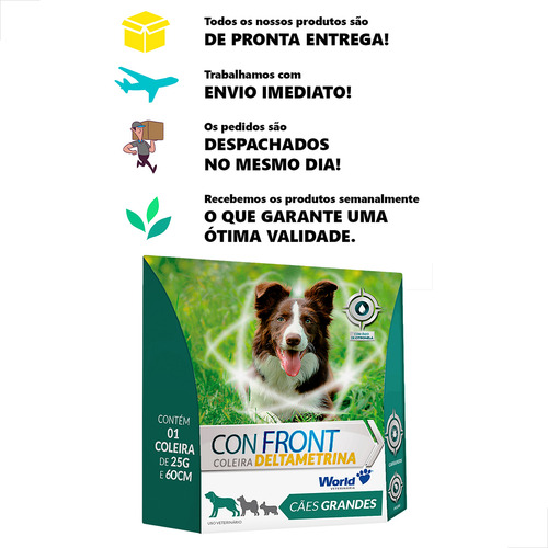 Kit 8 Un Coleira Antipulgas Cães Grande Confront 25 Grs
