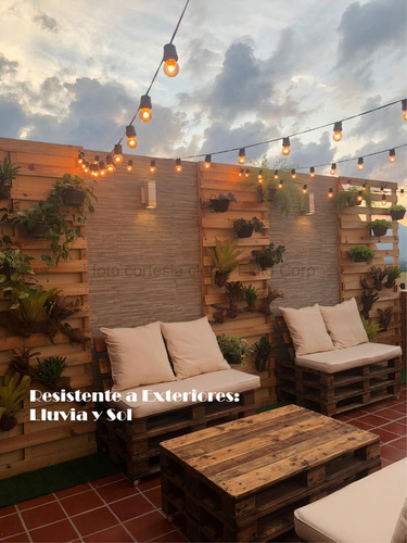 Imagen 6 de 7 de 4 Extensión Bombillos Vintage Led Exterior Cable Blanco 15m