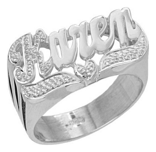 Anillo Personalizado De Plata Con Nombre Personalizado De La