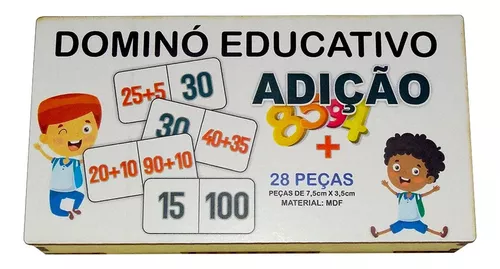 Dominó Jogo Educativo Pedagógico Mdf Matematico Multiplicação 28pcs Mega  Impress - Mega Genial