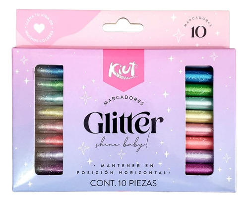 Marcadores Delgados Con Glitter Estuche Con 10 Piezas Kiut