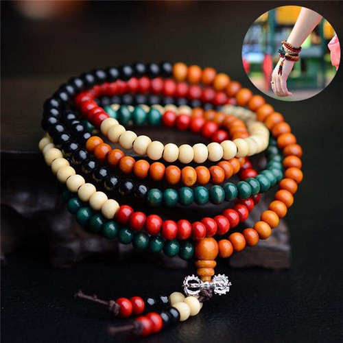 Vv8oo Pulsera De Cuentas De Madera Collar De Cuentas De Orac