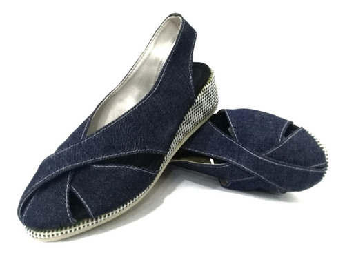Sandalia De Plataforma Para Damas En Jeans Azul