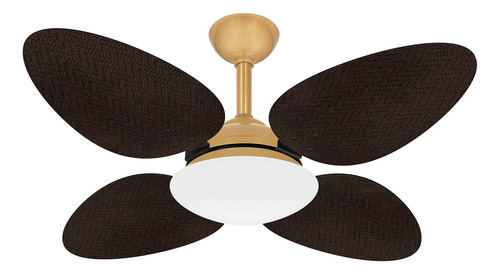 Ventilador Teto Dourado Sala 4 Pás Palha Trevo Ventax 220v