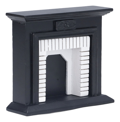 Chimenea Dollhouse 1:12 Retro De Abedul Blanco Y Negro