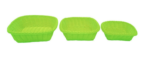 Panera Cuadrada Canasta Plastico Simil Mimbre X3 Hot Sale