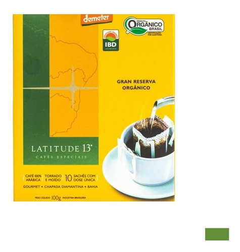 Café Drip Coffee Latitude 13 Gran Reserva Orgânico 10 Sachês