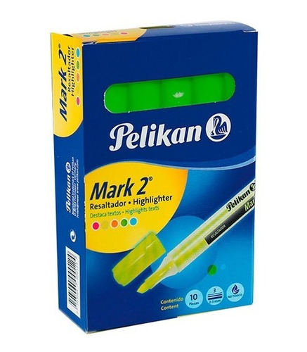 Resaltador Pelikan Mark2 Verde Caja X 10 Unidades