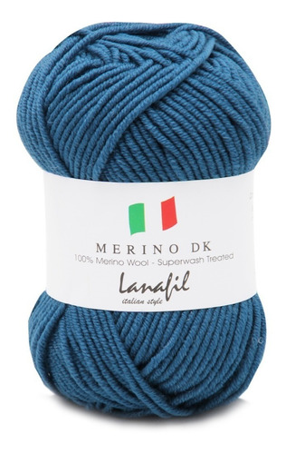 Lã Merino Dk Superwash Lanafil 50g 105mts Crochê Tricô Cor 2922/35- Azul Médio