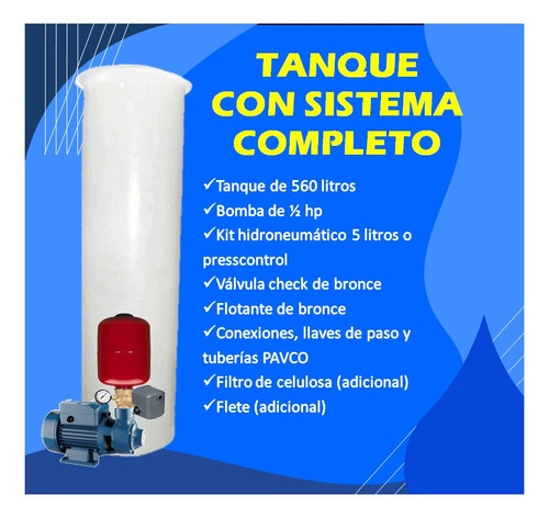Tanque De Agua Cilíndrico Sistema Completo Hidroneumático