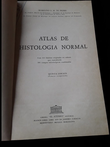 Atlas De Histología Normal = Mariano Se Di Fiore. El Ateneo 