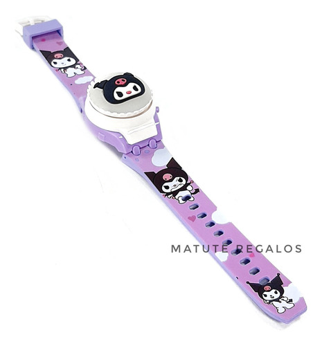 Reloj Juguete Kuromi C/ Tapa Giratoria Y Luces Multicolores Kuromi