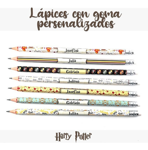 40 Lápices Con Goma - Souvenir Harry Potter - Personalizados
