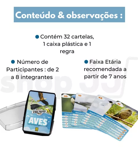 jogo de cartas natureza, super trunfo passarinho, educação ambiental - A  Loja dos Passarinhos