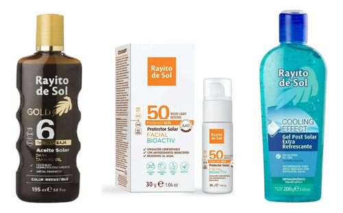 Kit Solar Verano Aceite Bronceador + Protector 50 + Gel Post