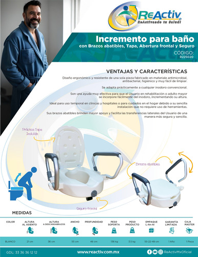 Incremento Para Baño Reactiv Brazos Abatibles