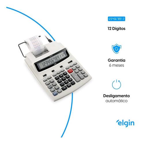 Calculadora Mesa Elgin Ma 6124 Registradora Bivolt C/ Fonte