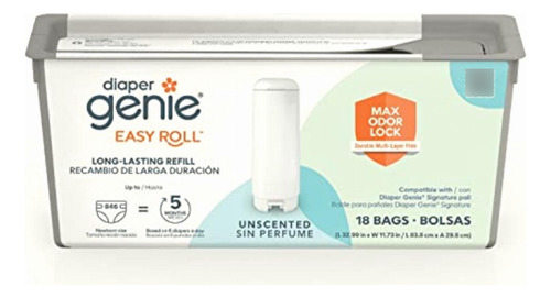 Diaper Genie Recambio Easy Roll Con 18 Bolsas, Dura Hasta 5