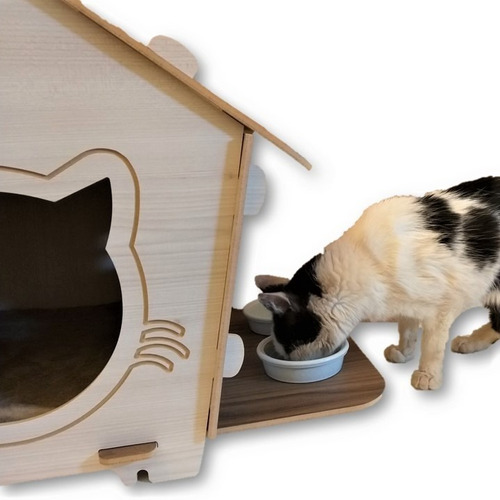 Imagem 1 de 6 de Casa Casinha Gato Com Comedouros E Arranhador Desmontável