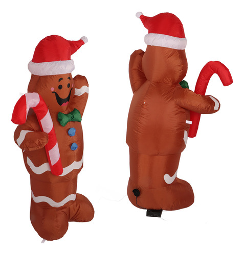 Hombre De Jengibre Inflable Navideño De 4.92 Pies, Lindo