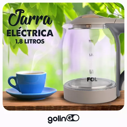 Jarra Electrica Hervidor Cocina Calentar Agua Vidrio Tetera Gris