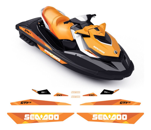 Kit Adesivos Completo Jet Ski Sea Doo Gti 130 2019 Laranja