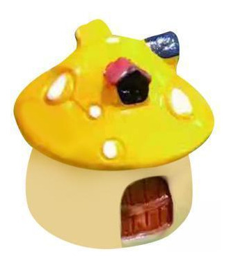 2 Encantadora Mini Casa De Setas, Figurita En Amarillo