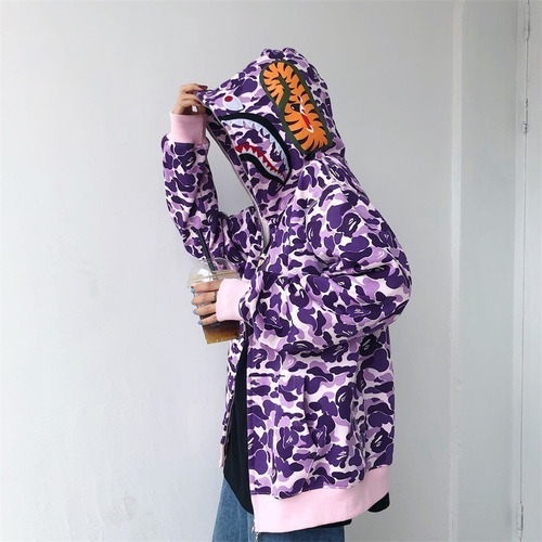 Sudadera Con Capucha Con Diseño De Camuflaje, Cabeza Tiburón