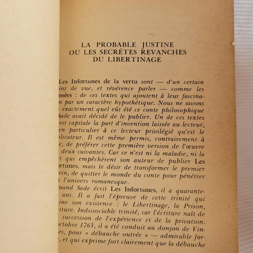 Les Infortunes De La Vertu Sade Gallimard Frances Poche