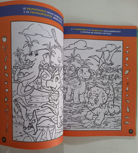 Super Livro Encontre Figuras Escondidas Passatempos Com Dinossauros E + De 70 Desenhos P/ Colorir 100 Páginas