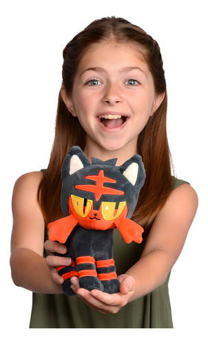 Pokémon Peluche Litten De 8 Pulgadas, Con Licencia Oficial. Color Negro