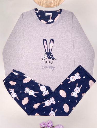 Conjunto Pijama Mujer Playera Pantalón Algodón Comoda Fresca