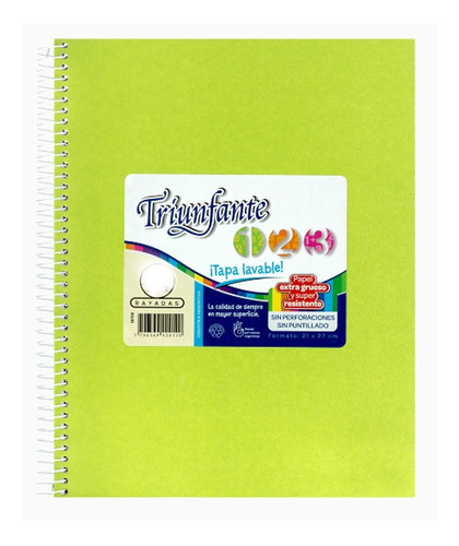 Cuaderno Triunfante 123 Espiral T/dura 60h 21 X27cm