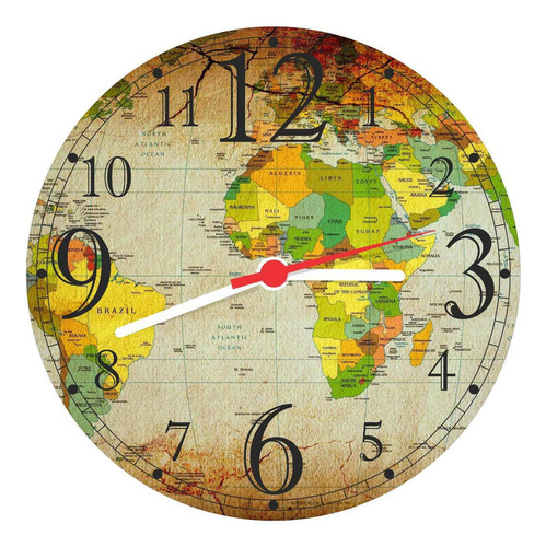 Relógio De Parede Mapas Mundo Moderno Gg Com 50 Cm 06