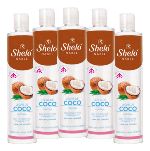 Leche De Coco Corporal Shelo Nabel® 530ml. 5 Piezas