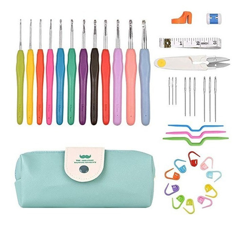 Set Crochet 39 Piezas Agujas Silicona Accesorios Tijera Kit