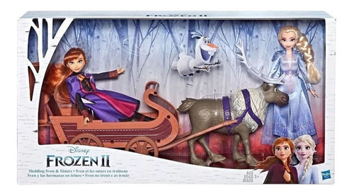 Elsa Y Anna Con Sven Y Su Trineo Frozen 2 Original Hasbro