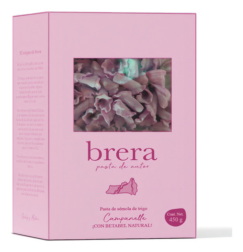 Pasta Brera Campanelle Betabel 450g Semola Trigo Corte Bronce Secado Lento Sin Colorantes