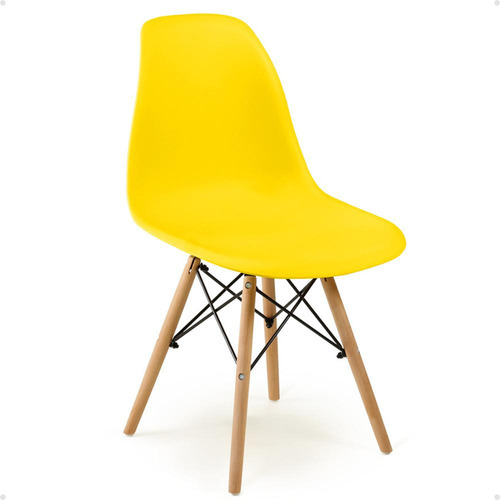 Kit Mesa Jantar Eiffel 100cm Preta 04 Cadeiras Eiffel Cor Amarela Magazine Decor