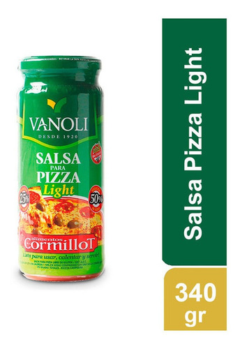 Salsa De Pizza Light Cormillot Vanoli X 340 Gr