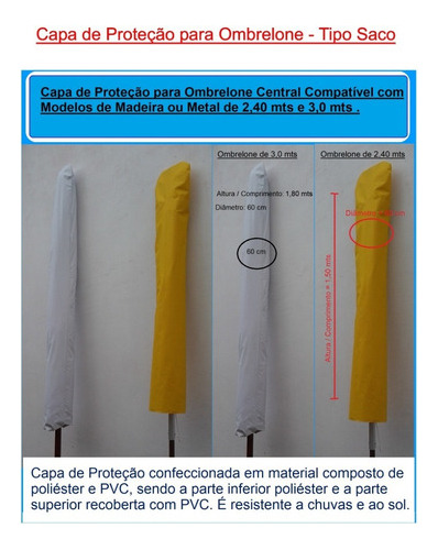 Capa De Proteção Para Ombrelone Central De Madeira Ou Metal