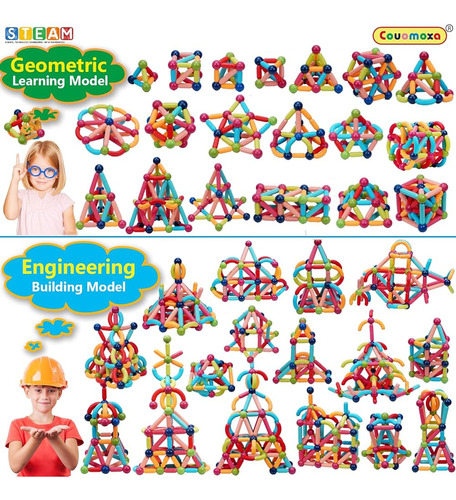 Couomoxa 132 Pcs Bloques De Construcción Magnéticos Conjunto