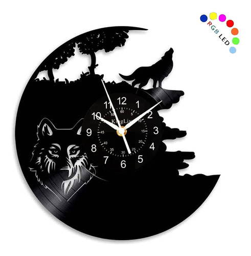 Kinglive Reloj De Grabación Negro Arte Decorativo De Lobo Sa