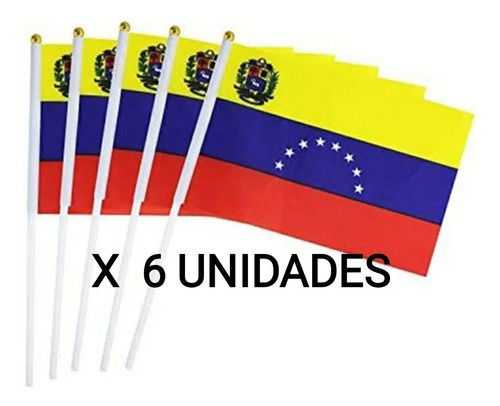 Bandera De Venezuela De Mano 6 Unidades 21 X 14 Cm