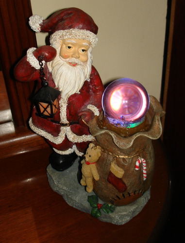 Santa Claus Navidad Fuente Agua Y Luz Cambia Colores #100